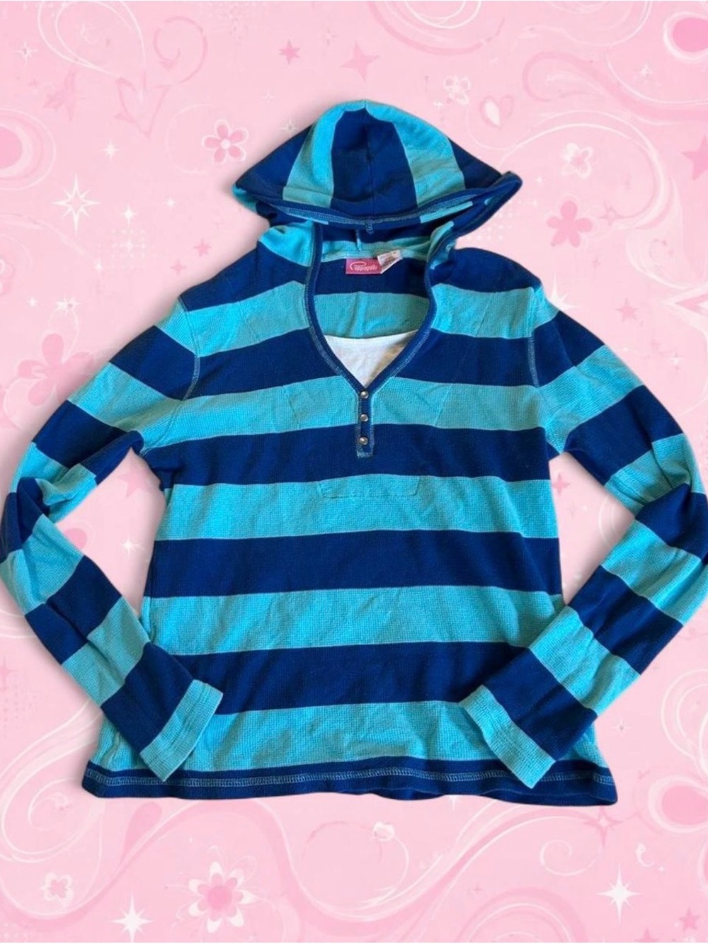 Vintage Y2K Pappagallo Striped Waffle Knit Hoodie